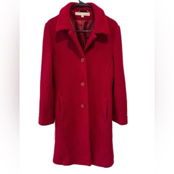 Vintage Larry Levine red wool coat size 8 cottagecore